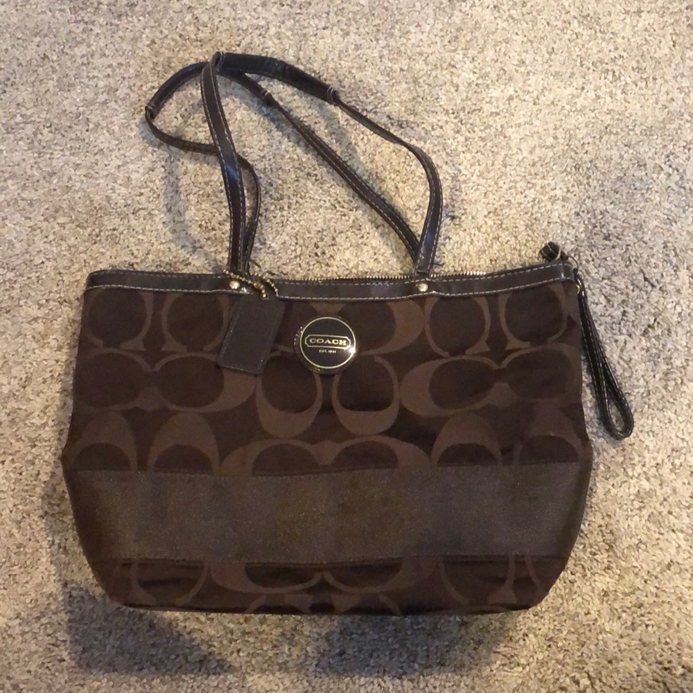 Coach brown monogram purse